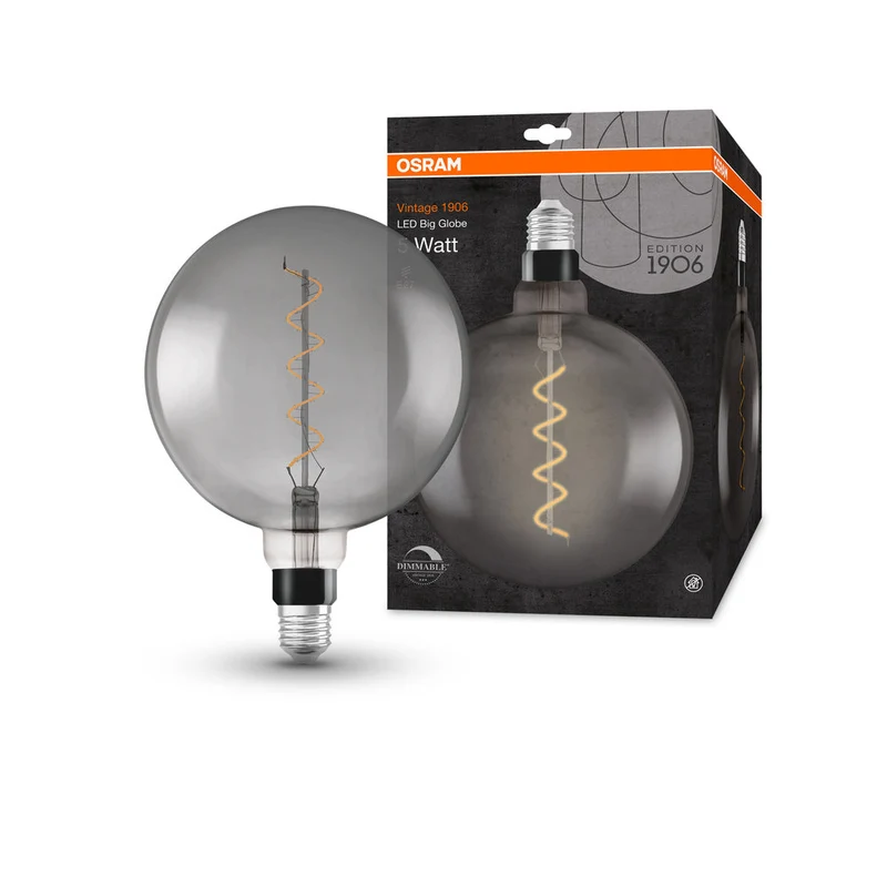 OSRAM VINTAGE 1906® LED Lampada LED CLASSIC Globo Dimmabile 4W 818 Fumè E27, 140 lm, 1800 K, Luce Comfort Calda