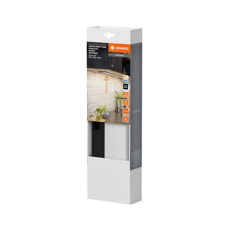 LEDVANCE SOTTOCABINET PANNELLO SENZA QUADRO Luce da incasso 30x10cm CCT DIM Nera, 220 lm, 3000 K / 4000 K / 6500 K