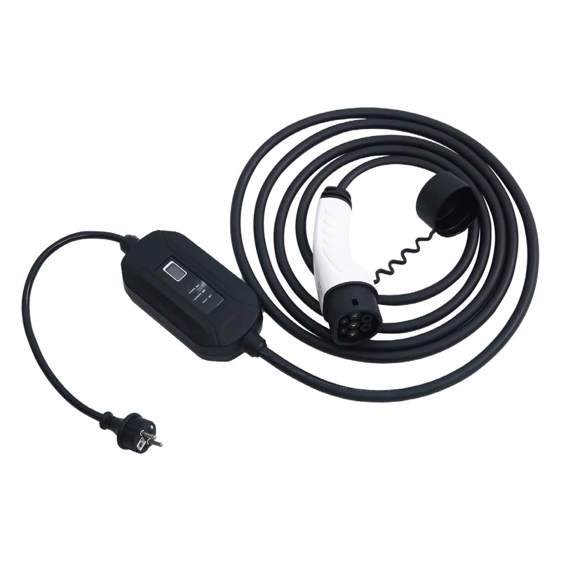 Alcapower Caricabatterie EV per auto elettrica 16A 250V con display, Caricatore EV portatile 3,5KW con cavo 5 metri, connettore IEC 62196-2 e presa Schuko