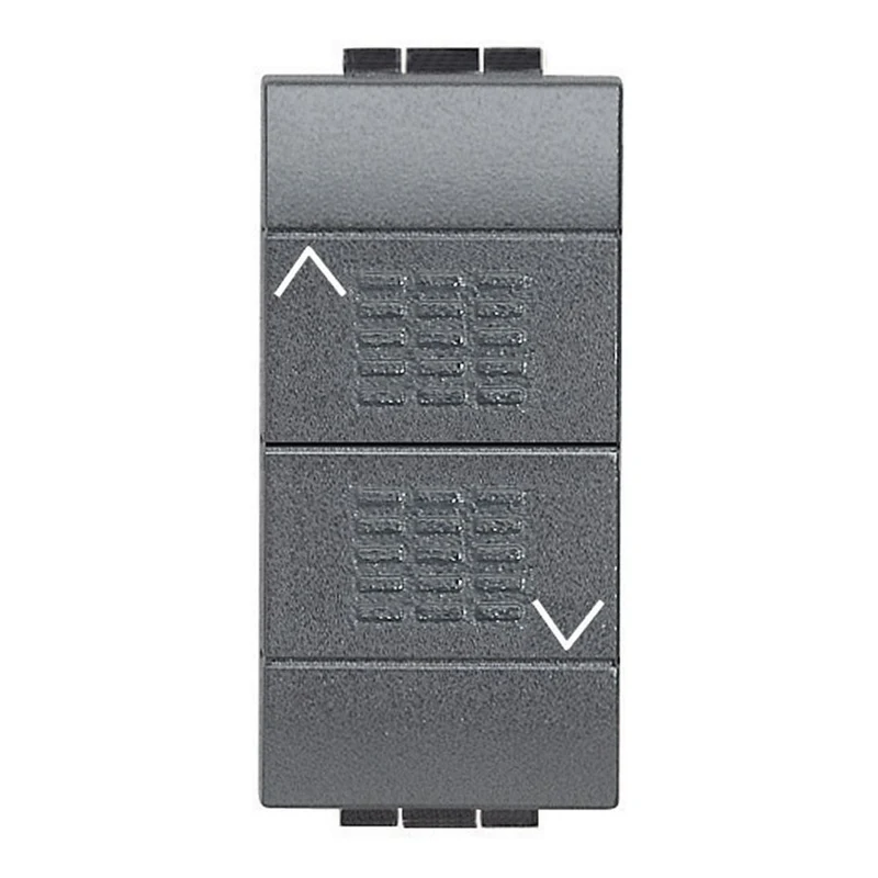 Bticino pulsante doppio (1P/NO)+(1P/NO) interbloccato, interruttore basculante, pulsante doppio 10A 250 Vac, colore antracite, serie living