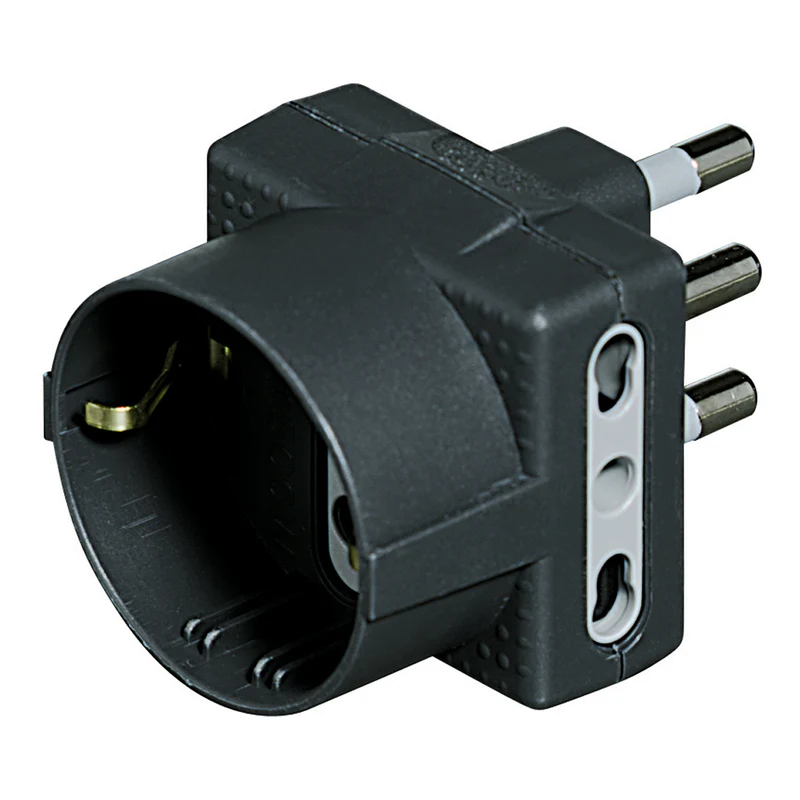 Bticino Adattatore Tris,1 presa tedesca 2 prese bipasso 10/16A, colore antracite, multipresa