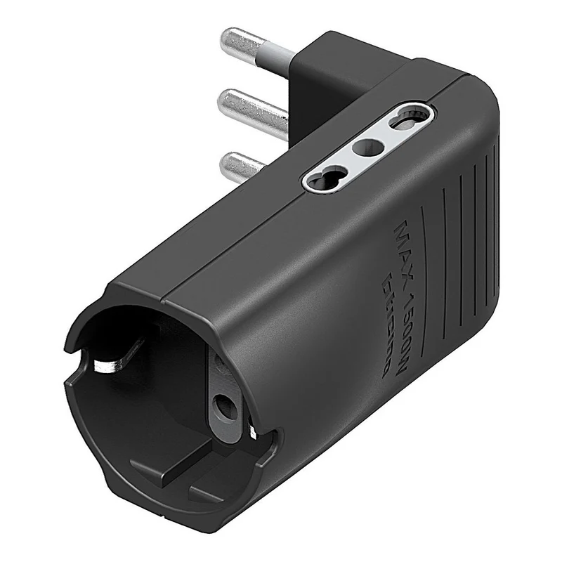 Bticino adattatore salvaspazio Corner, 2 prese bipasso 10/16A e 1 presa tedesca tipo P30, spina 16A, colore antracite