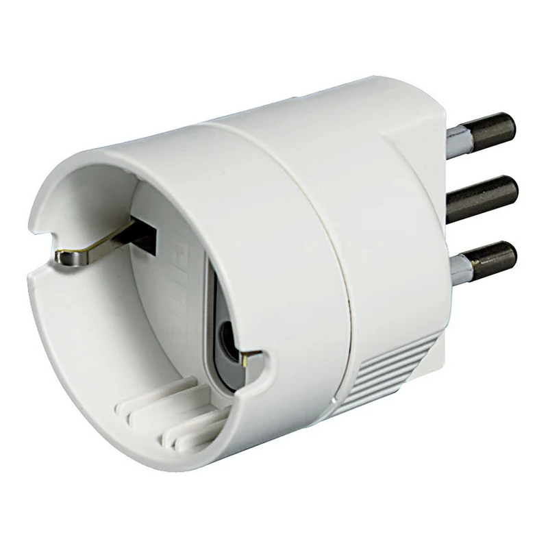 Bticino Adattatore con spina 2P+T 10A e presa tedesca, colore bianco, adattatore schuko