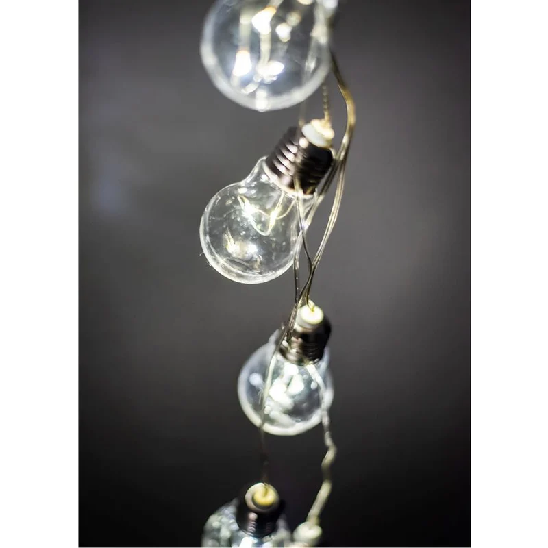 Lumineo luci led decorative, catena luminosa da interno 70 cm, decorazione natalizia, 5 lampadine led natale bianco caldo, luci led a batteria, illuminazione casa