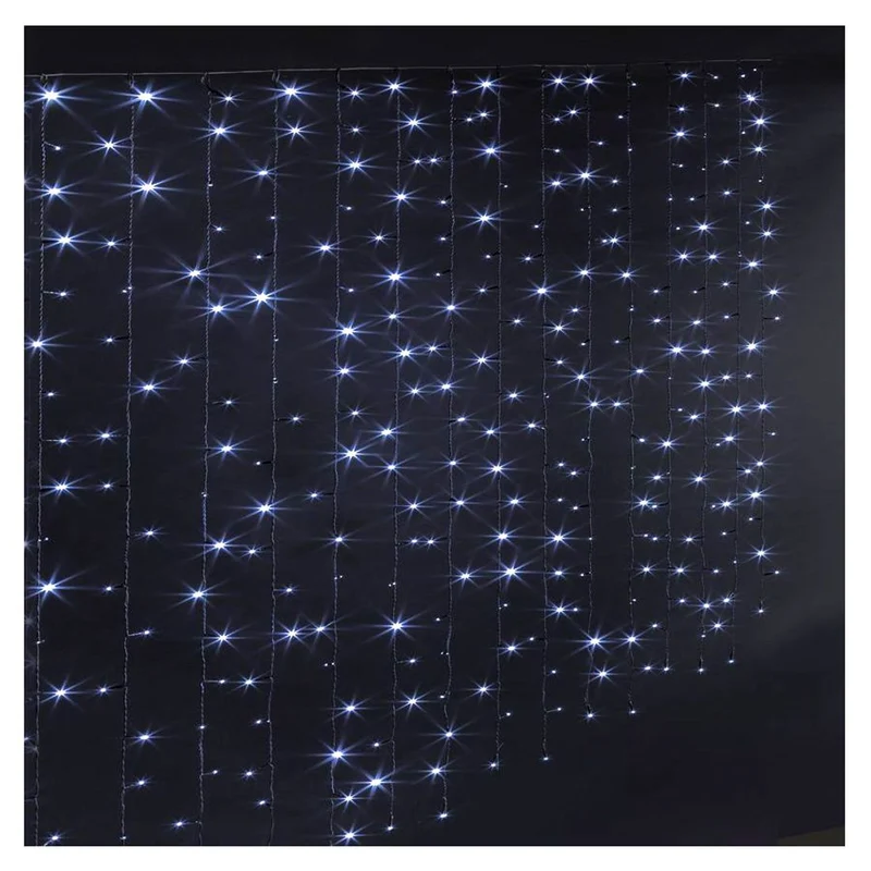 GESCO Tenda luminosa per esterno 9m, 200 luci led blu con flash, luci led decorative Natale, illuminazione casa, ghirlanda luce