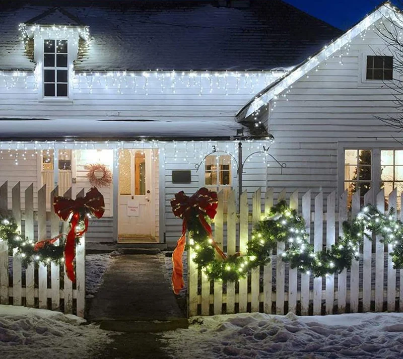 GESCO Tenda luminosa per esterno 9m, 200 luci led bianche con flash, luci led decorative Natale, illuminazione casa, ghirlanda luce
