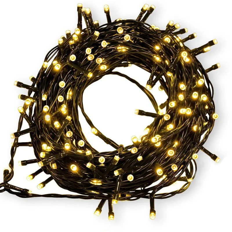 GESCO Catena luminosa per esterno 20m, luci led con 8 funzioni, 300 led calde, luci led decorative Natale, illuminazione casa, ghirlanda luce
