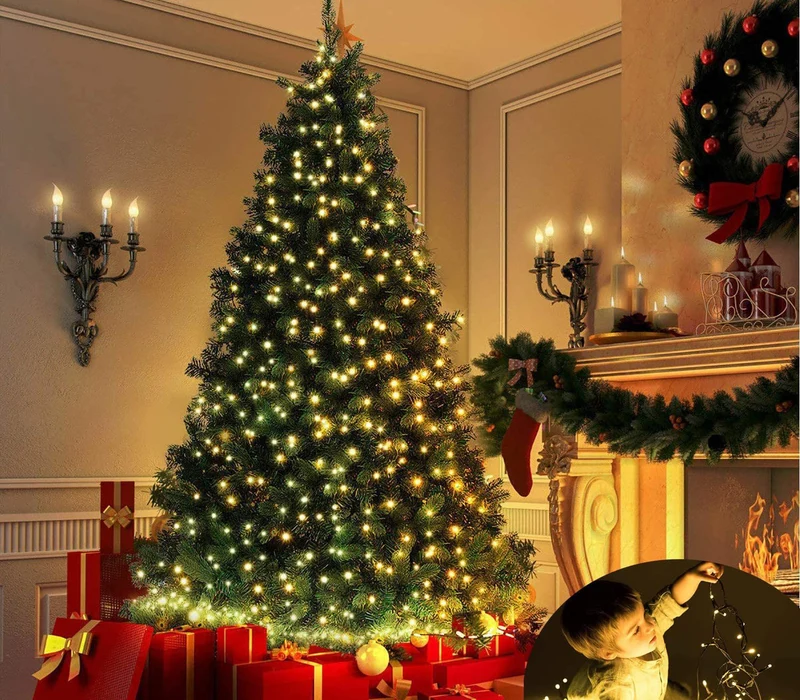 GESCO Catena luminosa per esterno 20m, luci led con 8 funzioni, 300 led calde, luci led decorative Natale, illuminazione casa, ghirlanda luce