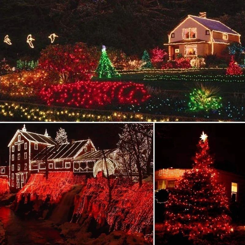 GESCO Catena luminosa interno / esterno 9m, luci led con 8 funzioni, 100 led rossi, luci led decorative Natale, illuminazione casa, ghirlanda luce