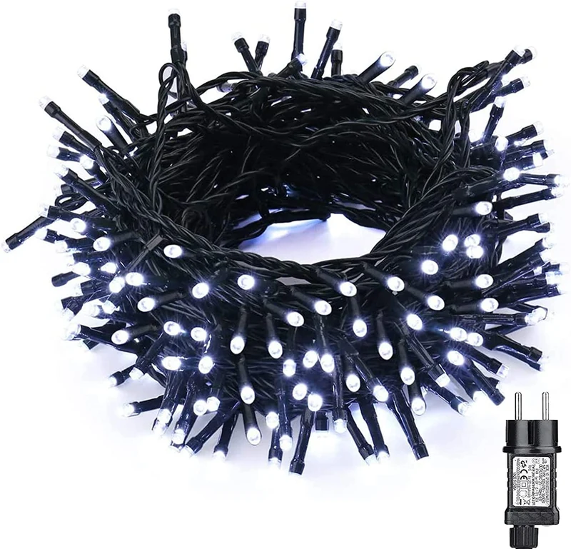 GESCO Catena luminosa interno / esterno 15,5m, luci led con 8 funzioni, 300 led bianca, luci led decorative Natale, illuminazione casa, ghirlanda luce