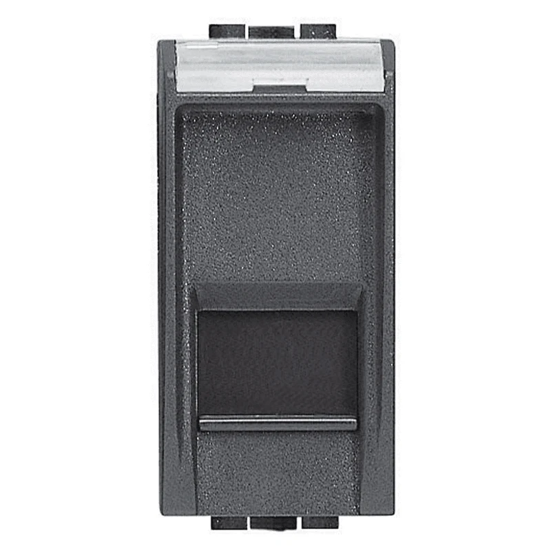 Bticino Connettore RJ45 categoria 5 E, presa ethernet con targhetta identificativa e portello antipolvere, serie living, color antracite