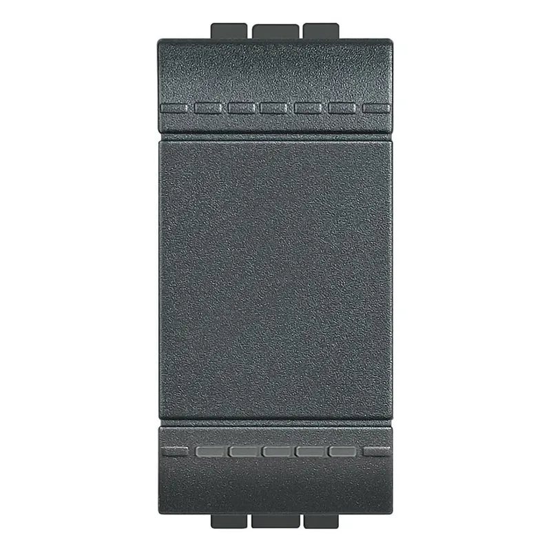 Bticino interruttore 1P 250 Vac 6 Ax, pulsante basculante, tasto on e off, colore antracite, serie living