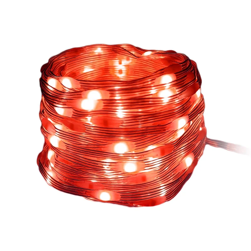 Decoled Catena luminosa da esterno 300 LED luce rossa, luci di natale LED nano bean IP44 modulari, decorazioni luminose impermeabili, cavo trasparente