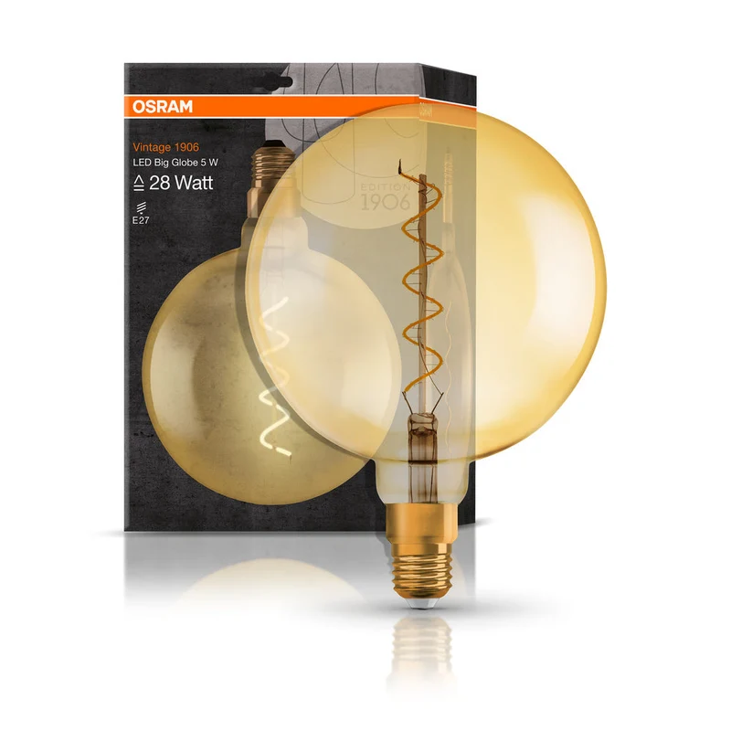 OSRAM VINTAGE 1906® LED Lampada LED CLASSIC GLOBE 4W 820 Oro E27 Attacco Argento, 300 lm, 2000 K, Luce Calda Comfort