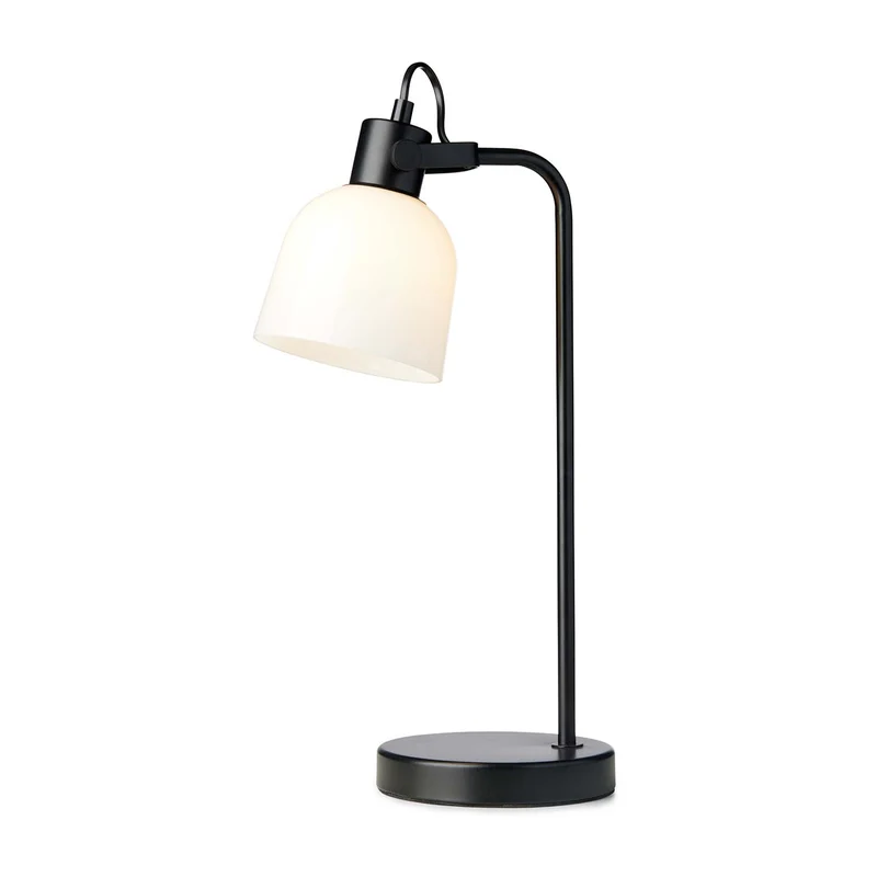 GLOW - Lampe à poser en verre opalin et métal, style contemporain et industriel