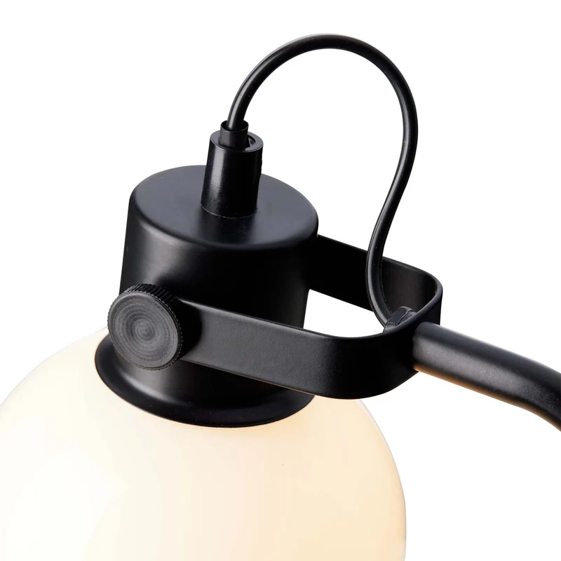 GLOW - Lampe à poser en verre opalin et métal, style contemporain et industriel