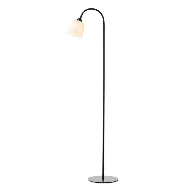 GLOW - Lampadaire en verre opalin et métal, style contemporain et scandinave