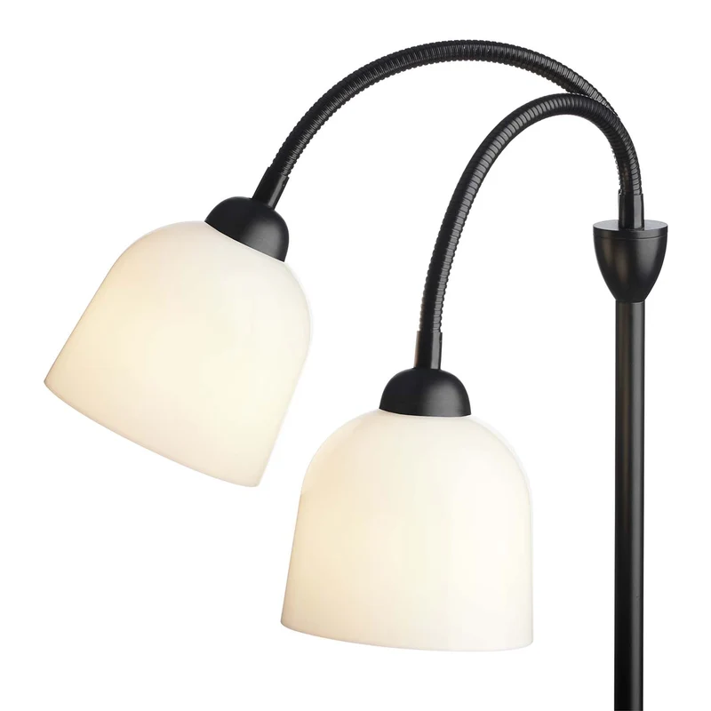 GLOW - Lampadaire en verre opalin et métal, style contemporain et scandinave