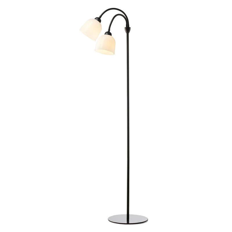 GLOW - Lampadaire en verre opalin et métal, style contemporain et scandinave