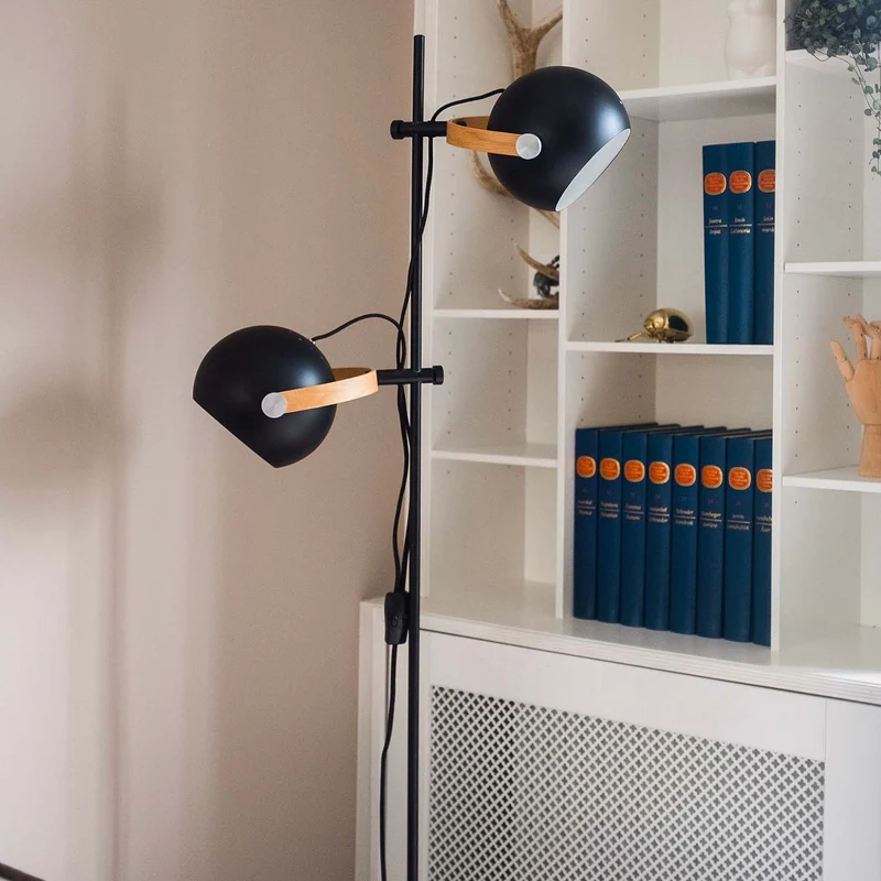 DC - Lampadaire en métal et bois, style contemporain et scandinave