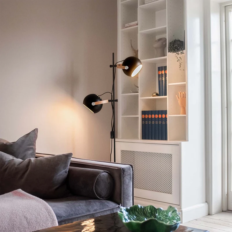 DC - Lampadaire en métal et bois, style contemporain et scandinave