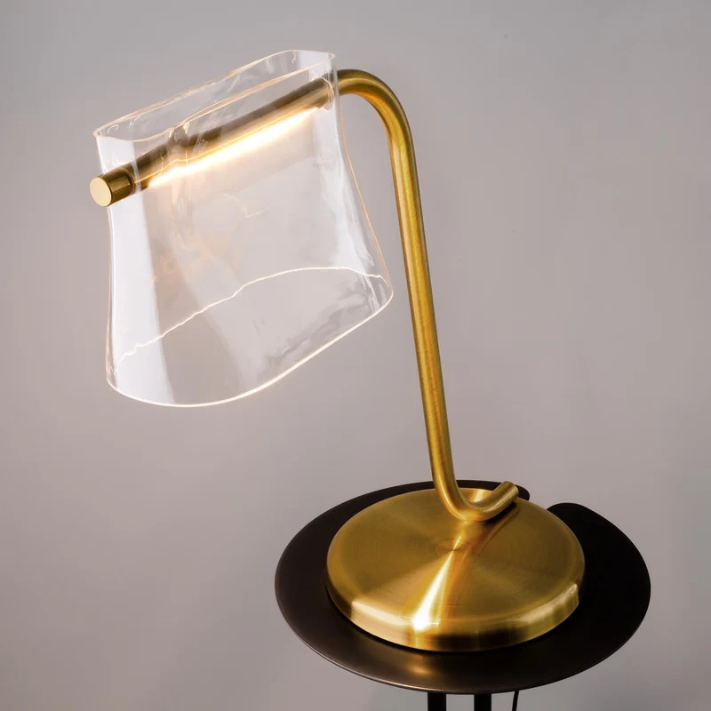 CABARET - Lampe de bureau LED en métal doré et verre design