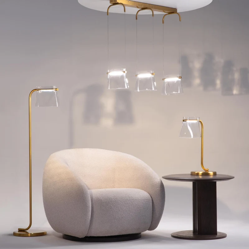 CABARET - Lampe de bureau LED en métal doré et verre design