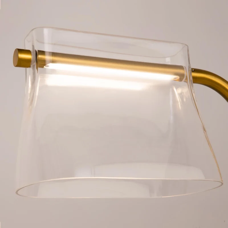 CABARET - Lampadaire LED sur pied en métal doré et verre