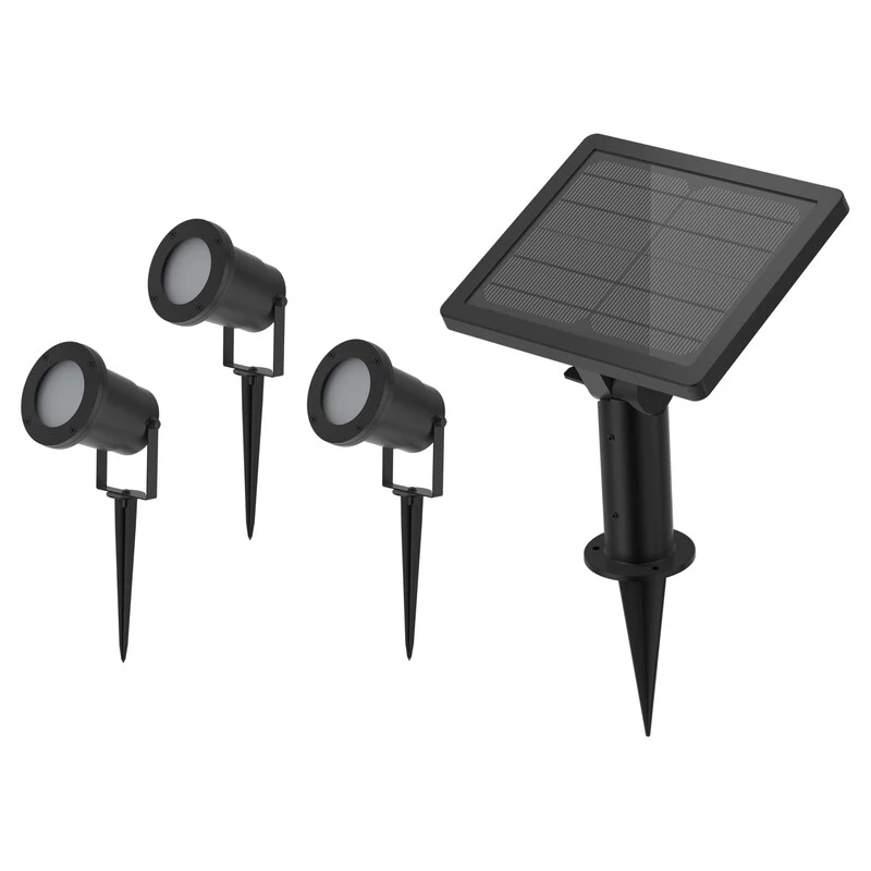 Set 3 Faretti LED con Pannello Solare Arteleta IP44 Nero – SJG34