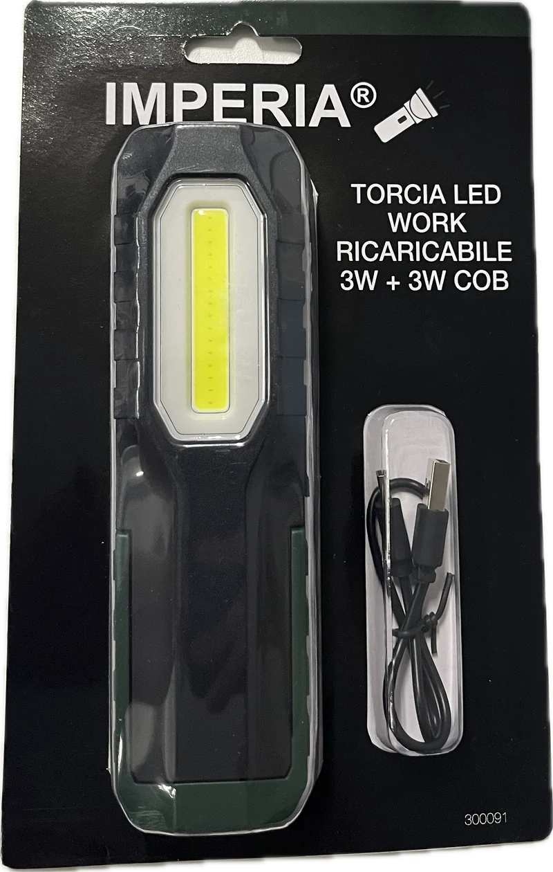 Torcia LED da Lavoro Ricaricabile Imperia 3W + 3W COB – 300091