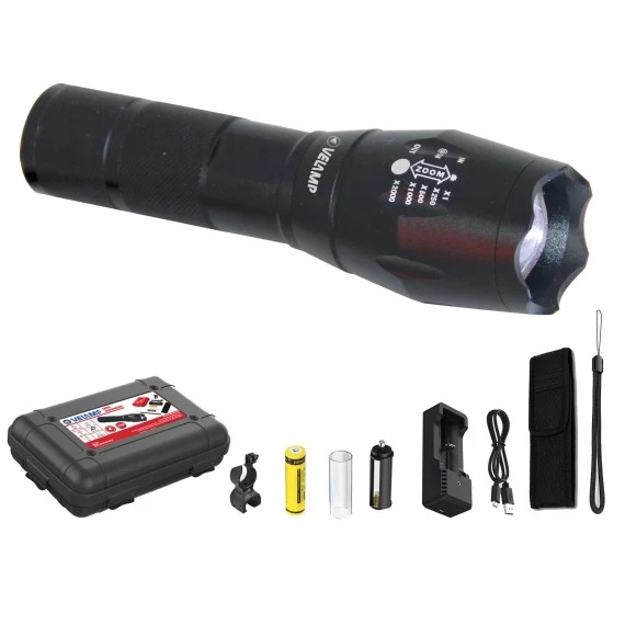 Torcia LED Ricaricabile Velamp 10W 350lm con Astuccio e Accessori – IR547
