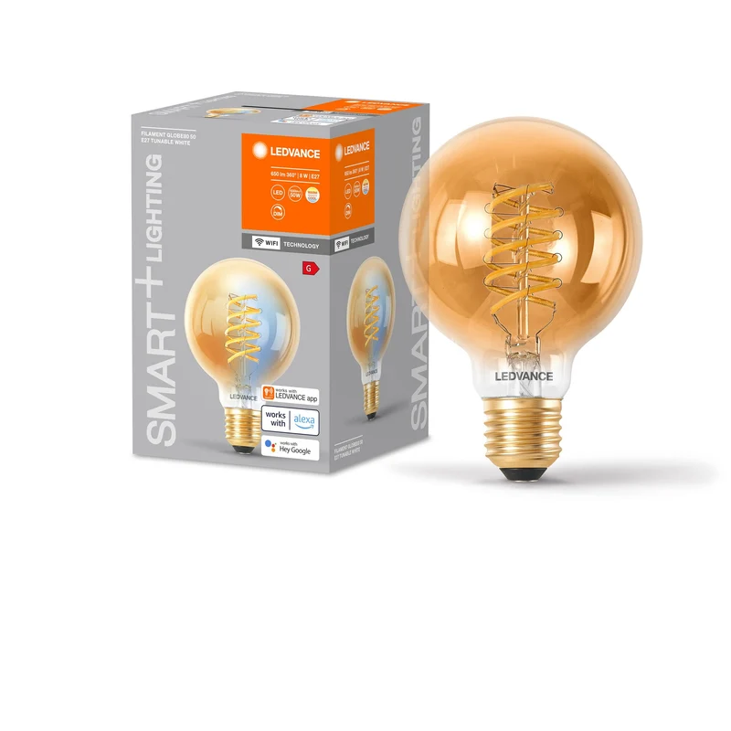 LEDVANCE SMART+ Lampadina Filamento Globe80 LED E27 8W, 600 lm, 2200…5000 K, Bianco Regolabile