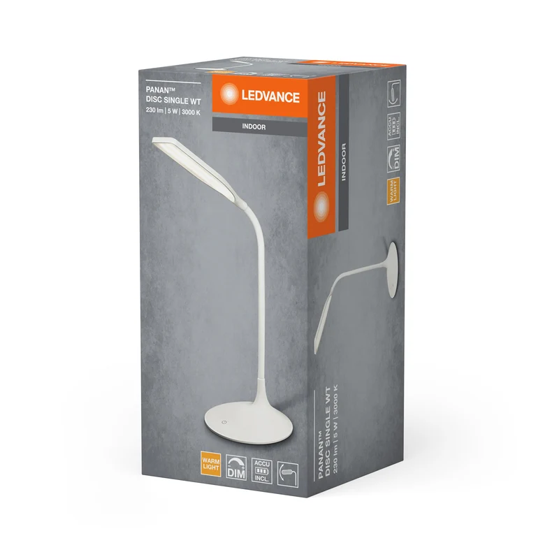 LEDVANCE PANAN® Disc Lampada da scrivania a batteria Singola Bianca DIM 3000K, 220 lm, 3000 K, Bianco caldo