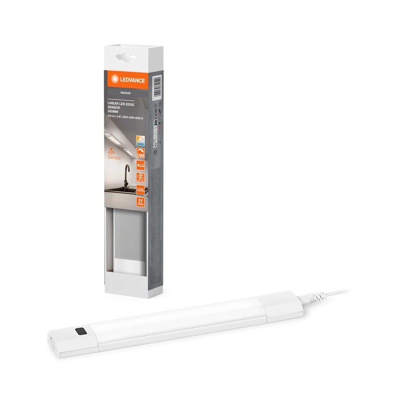 LEDVANCE LINEAR EDGE SENSOR Lampada da incasso 30cm CCT DIM Bianca, 290 lm, 3000…4000…6500 K, Bianco caldo|Bianco freddo|luce del giorno