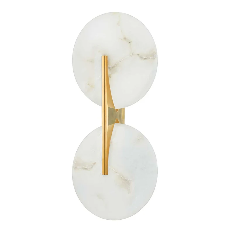 Asteria - Applique murale LED en albâtre et laiton, style art déco, H 53 cm