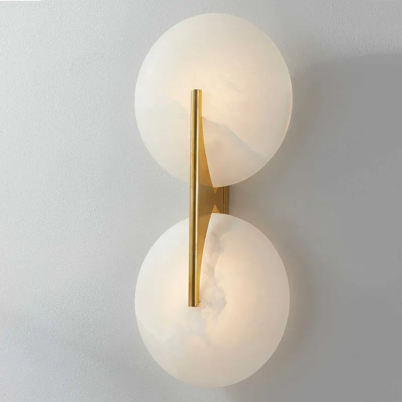 Asteria - Applique murale LED en albâtre et laiton, style art déco, H 53 cm