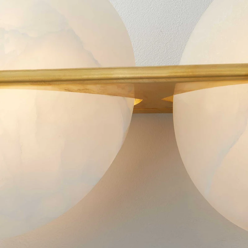 Asteria - Applique murale LED en albâtre et laiton, style art déco, H 53 cm