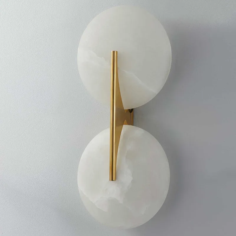 Asteria - Applique murale LED en albâtre et laiton, style art déco, H 53 cm