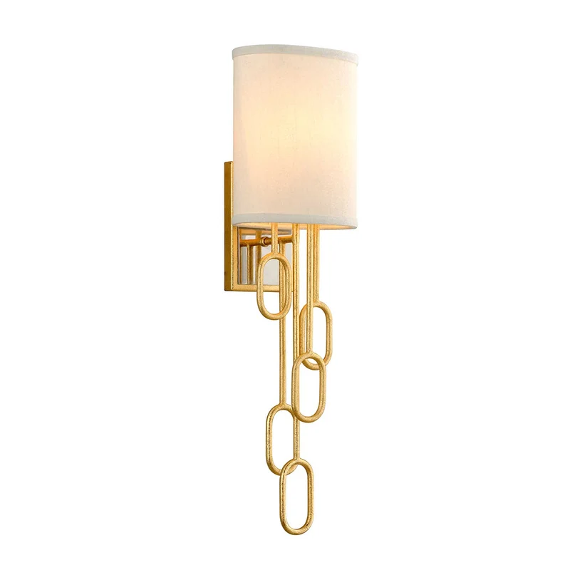 Halo - Applique murale en métal et lin, style art déco, H 64 cm