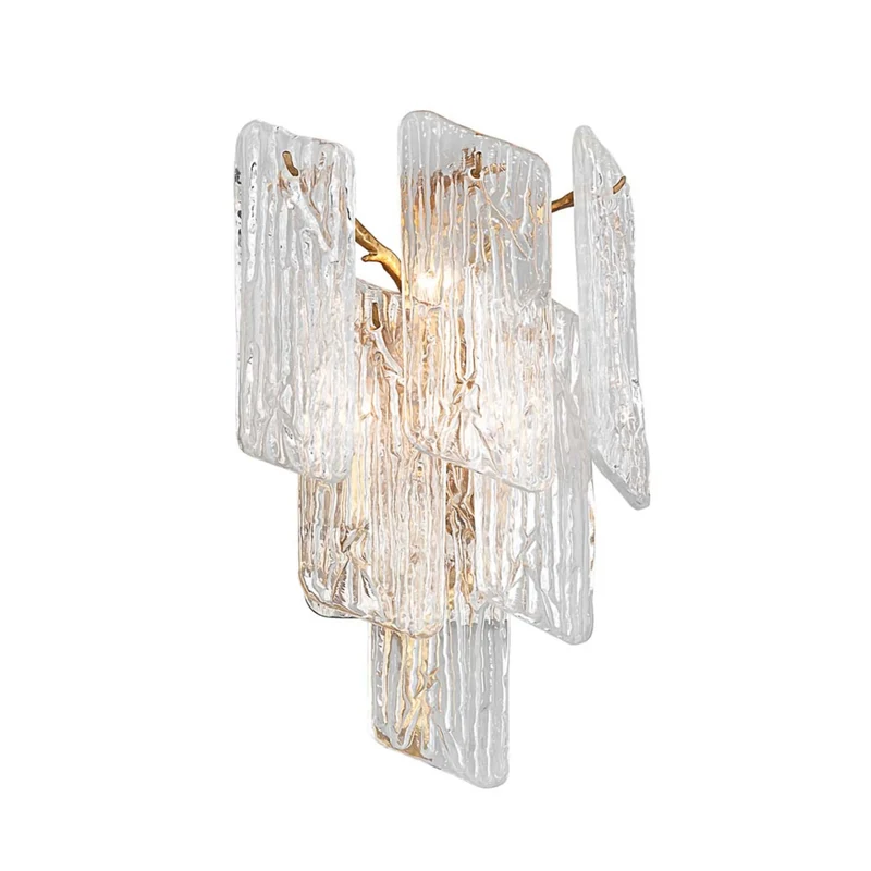 Piemonte - Applique murale en acier et verre, style art déco, H 44 cm