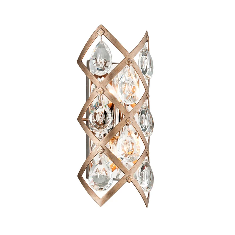 Tiara - Applique murale en bronze et cristal, style art déco, H 39 cm