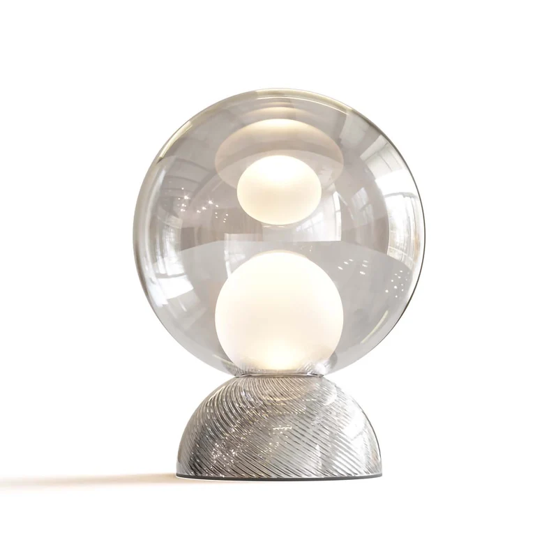 Charm - Lampe à poser en verre et acier, style contemporain