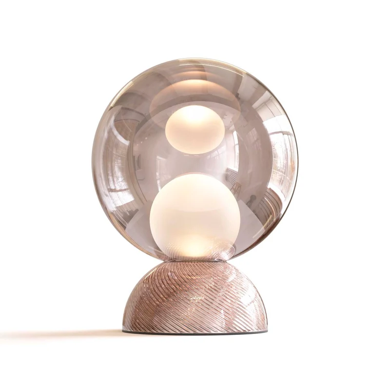 Charm - Lampe à poser en verre et acier, style contemporain