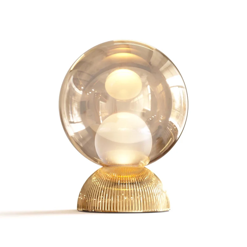 Charm - Lampe à poser en verre et acier, style contemporain