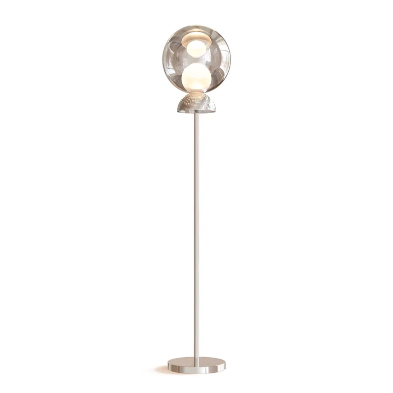 Charm - Lampadaire en verre et acier, style contemporain
