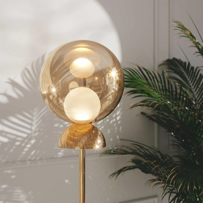 Charm - Lampadaire en verre et acier, style contemporain