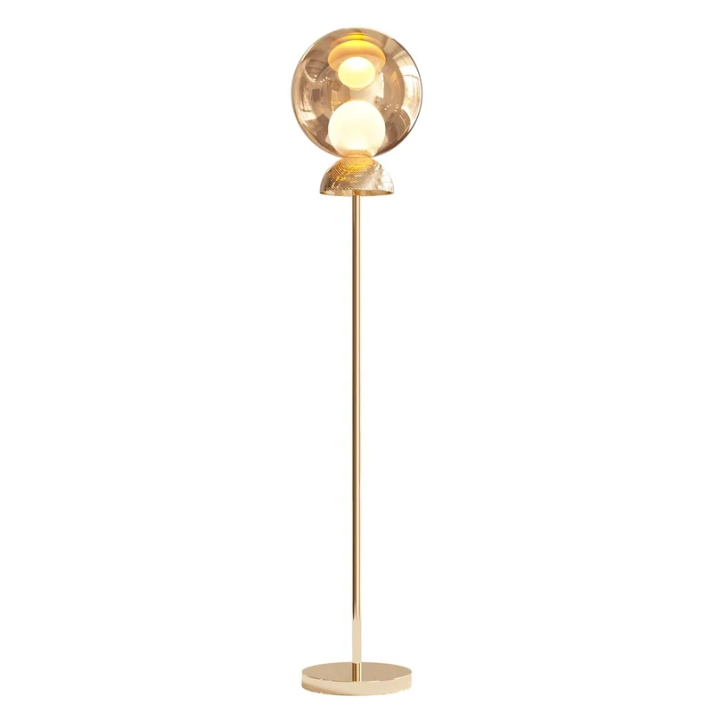 Charm - Lampadaire en verre et acier, style contemporain