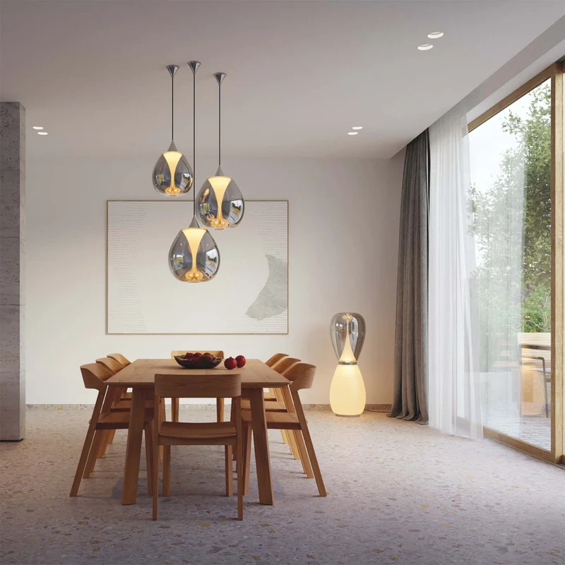 Bond - Lampadaire en verre sablé et laiton, style contemporain