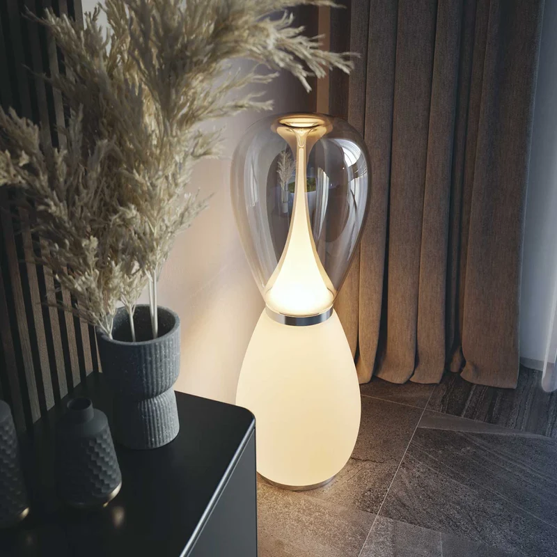 Bond - Lampadaire en verre sablé et laiton, style contemporain