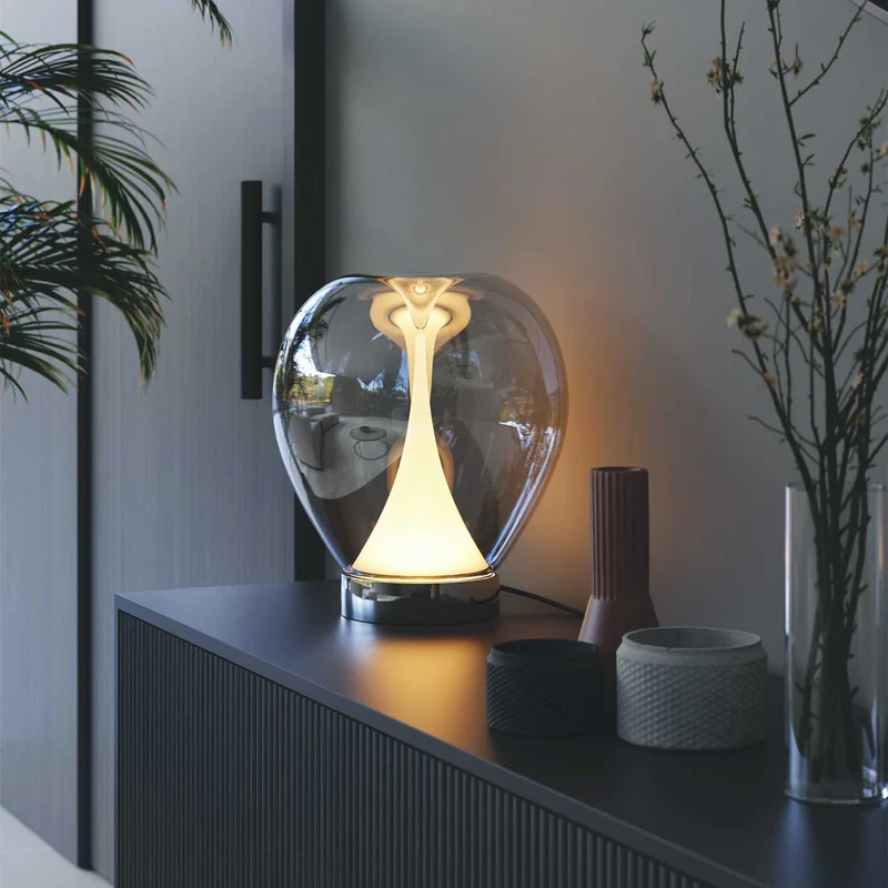 Bond - Lampe à poser en verre sablé, style contemporain